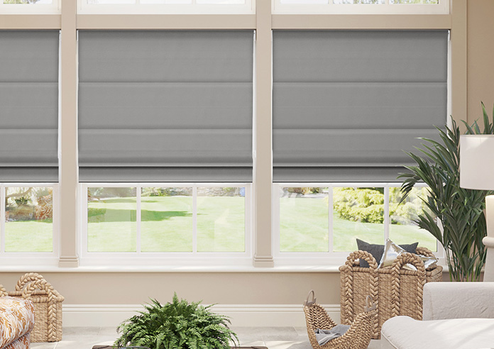 Akoya Faux Silk, Lustre Steel Grey - Twist&Fit Roman Blind - Image 3